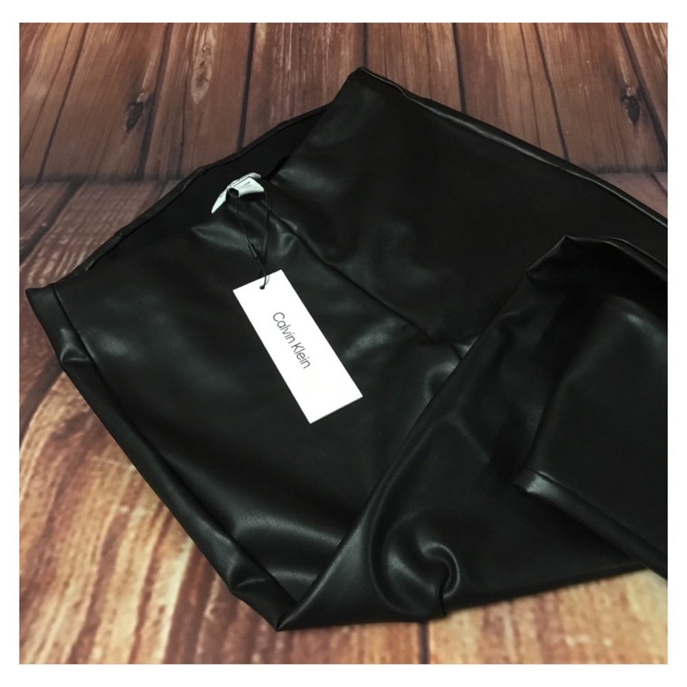 CALVIN KLEIN Pandora Black Faux Leather Pants